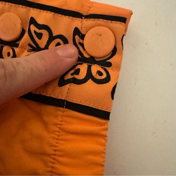 Petals and Peacock Orange Butterflies Crinkle Track/Skate Snap Button Pants S - Picture 16 of 16